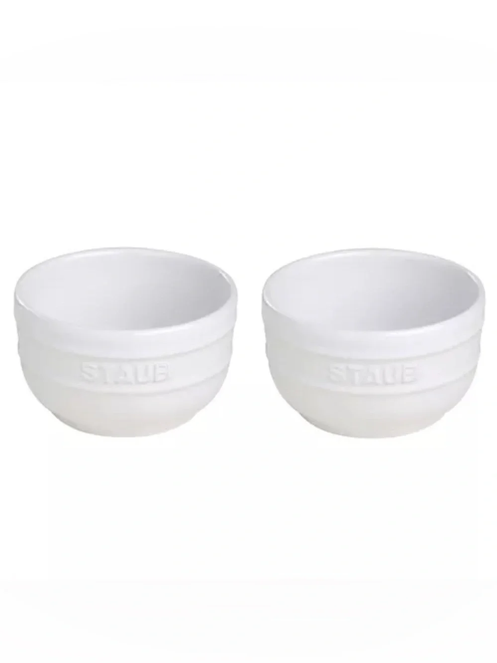 NEW Staub White Ceramic Prep Bowls — Pair